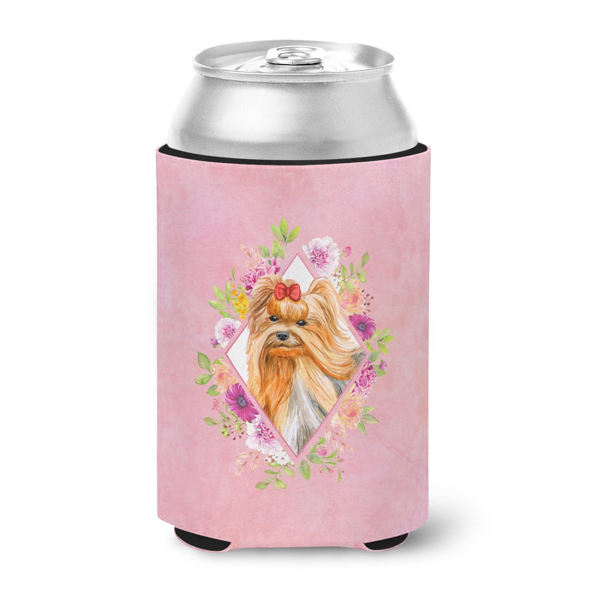 Yorkshire Terrier #2 Pink Flowers Can Or Bottle Hugger